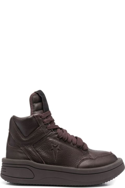 Burgundy Leather Hi-top Sneakers