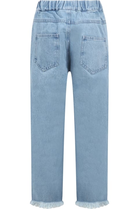 Light-blue Jeans For Girl With Logo Patch