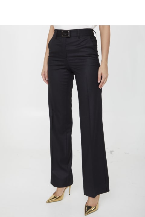 Dolce & Gabbana Pants & Shorts for Women Dolce & Gabbana Logo Plate Trousers