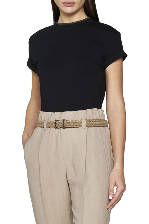 Topwear for Women Brunello Cucinelli T-shirt With Monile Detail In Cotton