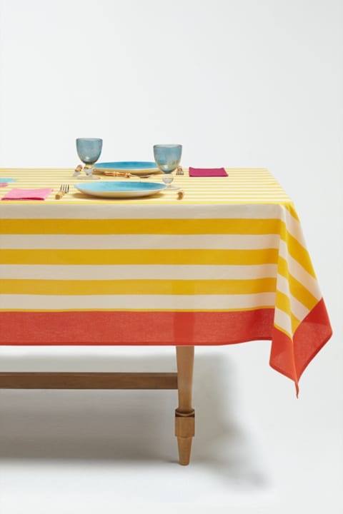  Lisa Cortiأدوات المائدة Lisa Corti Tablecloth 180x270 Nizam Stripes Sun Yellow