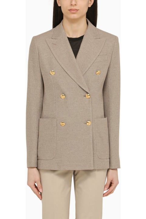 Statement Blazers for Women Max Mara Clay-coloured Double-breasted Jacket In Cotton
