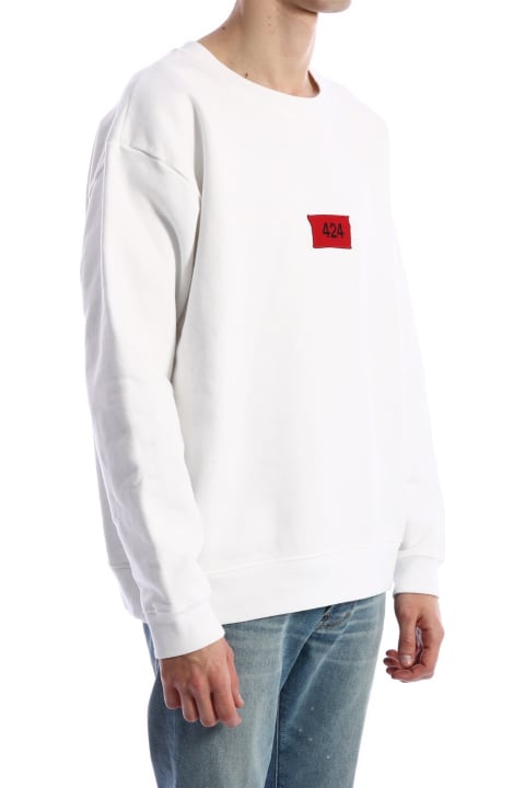 FourTwoFour on Fairfax Fleeces & Tracksuits for Men FourTwoFour on Fairfax Sweatshirt Logo White