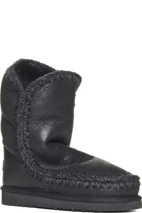 Mou أحذية برقبة لـ السيدات Mou Eskimo Leather And Shearling Ankle Boots