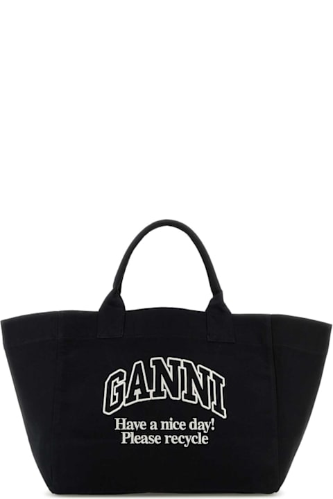 Ganni Bags for Women Ganni Black Canvas Shopping Bag
