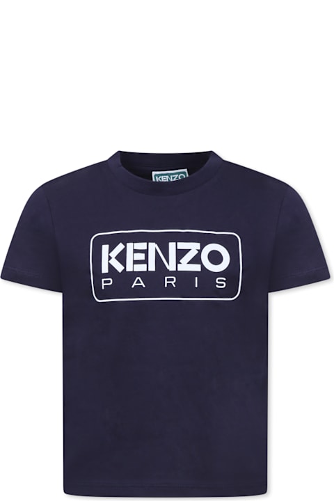 Kenzo Kids T-Shirts & Polo Shirts for Boys Kenzo Kids Blue T-shirt For Kids With Logo