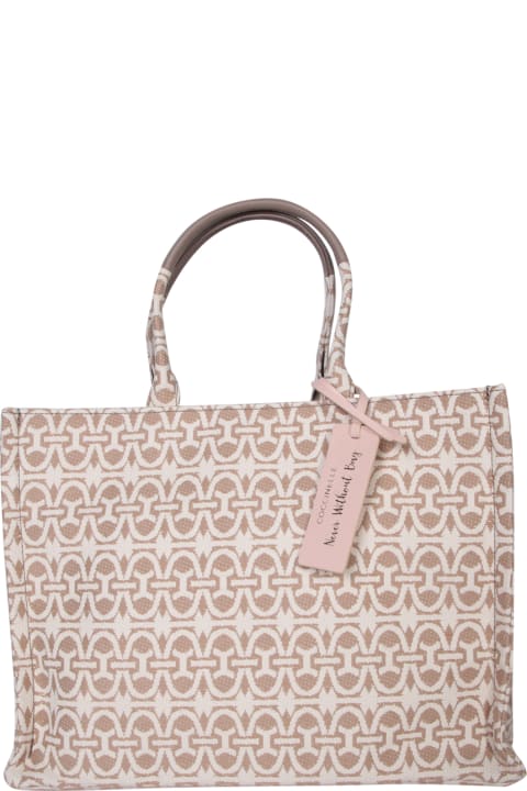 Fashion for Women Coccinelle Beige And White Tote Bag