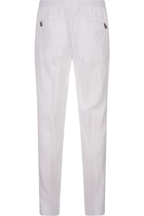 Sale for Men PT01 White Linen Blend Soft Fit Trousers