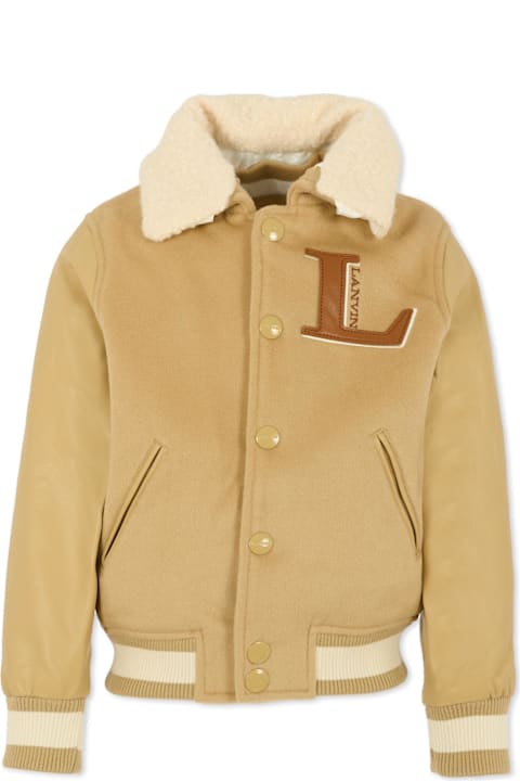 أدوات منزلية Lanvin Beige Bomber Jacket For Boy With Logo