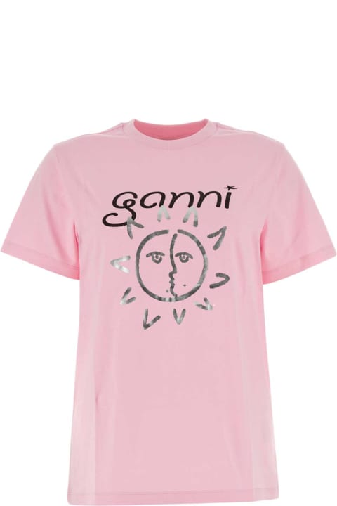 ウィメンズ新着アイテム Ganni Pink Cotton T-shirt