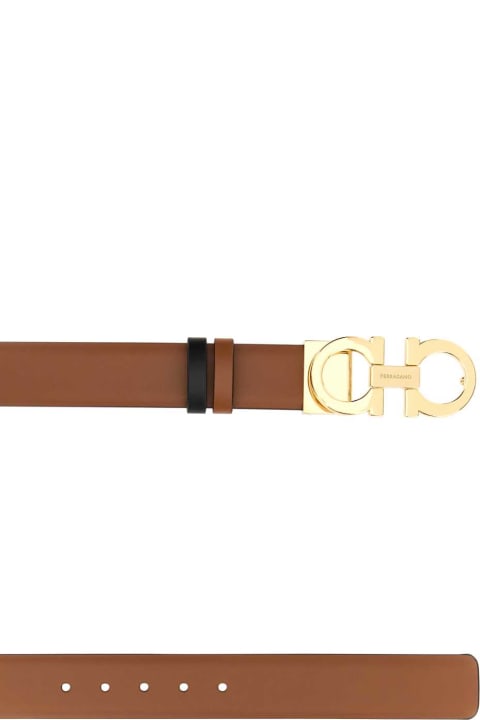 Accessories for Women Ferragamo Light Brown Leather Reversible Belt