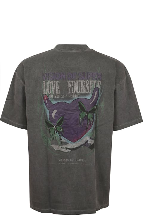 Vision of Super for Men Vision of Super Stone Wash T-shirt With "puffy Love" Print
