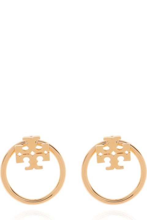 Jewelry for Women Tory Burch Logo Plaque Circle Earrings