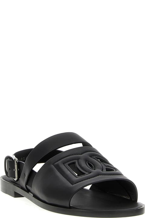 メンズ新着アイテム Dolce & Gabbana Logo Leather Sandals