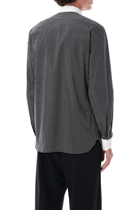Homeware Tom Ford Tom Ford Cotton Shirt With Diamond Print And Contrast White Collar
