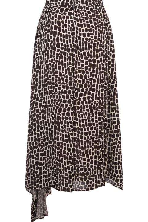 Fashion for Women MSGM Asymmetrical Long Skirt With Brown Animalier Print