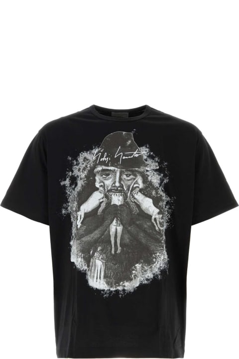 メンズ Yohji Yamamotoのトップス Yohji Yamamoto Black Cotton T-shirt