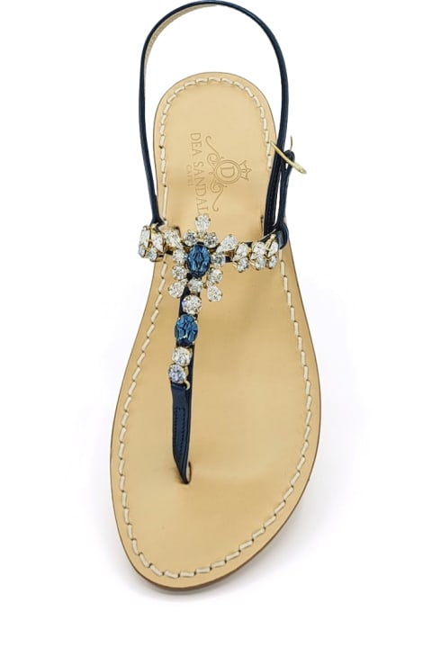 آخر صيحات الموضة من السيدات Dea Sandals Royal Blue Navy Jewel Sandals