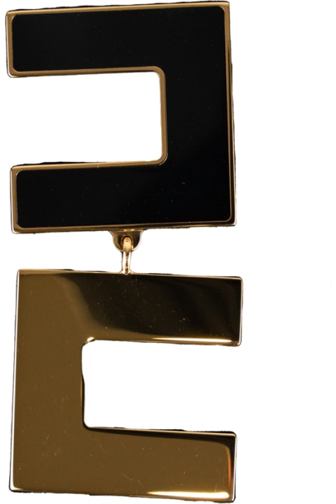 ウィメンズ ジュエリーのセール Elisabetta Franchi Earrings With Black/gold Enamelled Logo