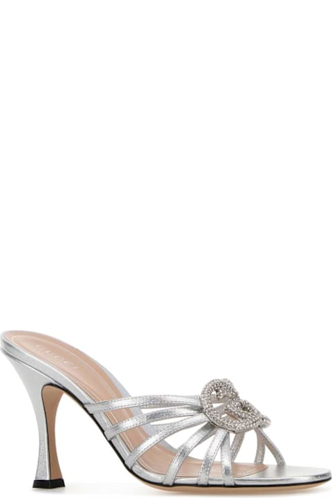 Gucci Silver Leather Mules