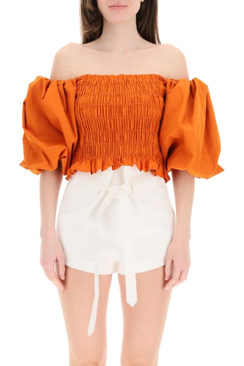 Smocked Top With Balloon Sleeves
