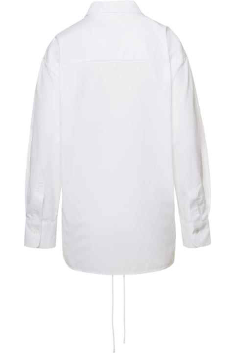 White Oversized Shirt With String In Cotton Poplin Cotton Woman Douuod