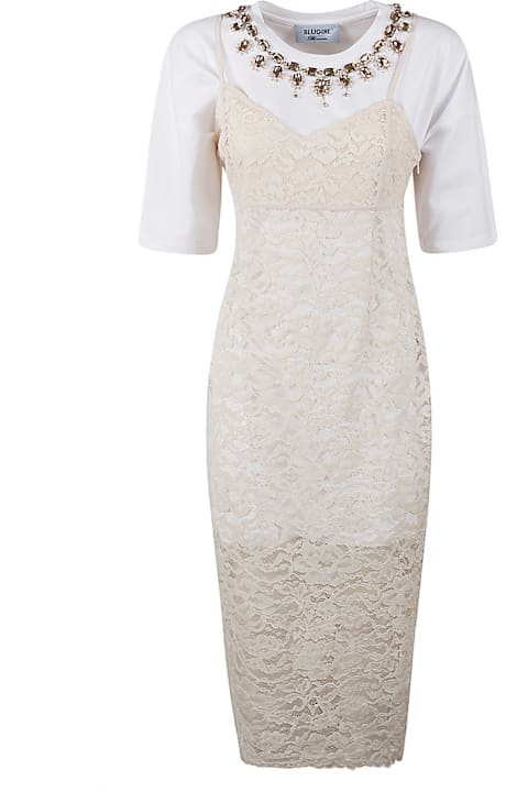 Blugirl Clothing for Women Blugirl Lace Embellished T-shirt Dress