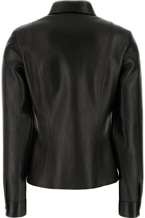 ملابس علوية لـ السيدات Fendi Black Nappa Leather Shirt