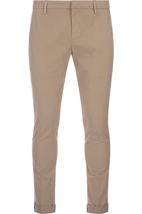 Pants for Men Dondup Gaubert Slim Trousers In Hazelnut Light Gabardine