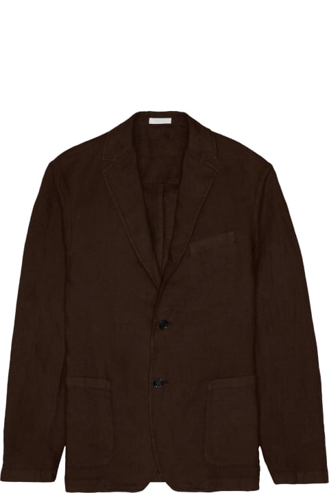 Altea Coats & Jackets for Men Altea Dark Brown Linen Single-breasted Jacket