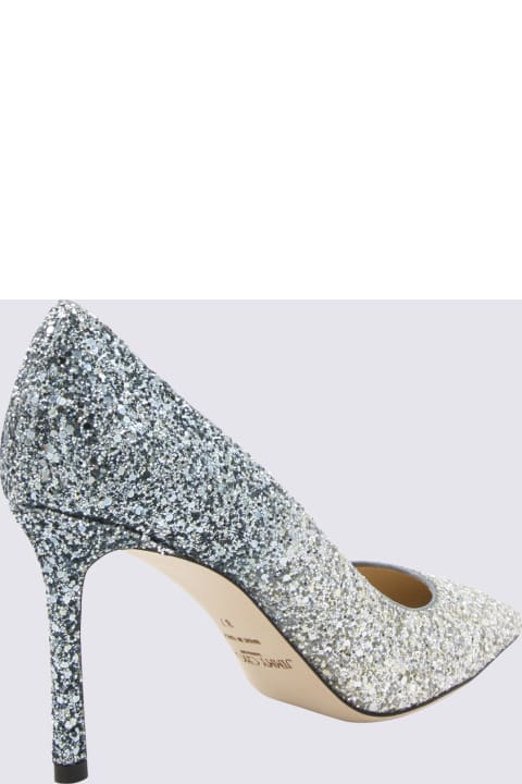 Jimmy Choo Shoes for Women Jimmy Choo Silver And Dusk Blue Leather Romy Pumps