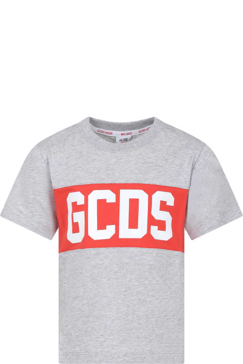 GCDS Mini for Kids GCDS Mini Grey T-shirt For Kids With Logo