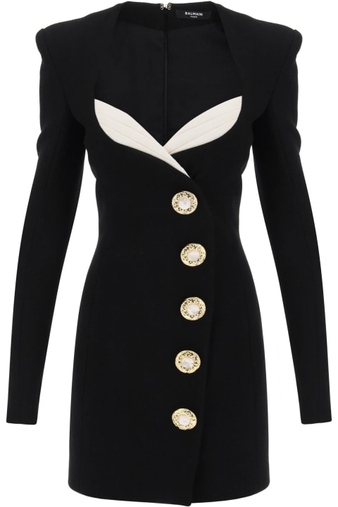 Balmain Coats & Jackets for Women Balmain Crepe Mini Dress With Jewel Buttons