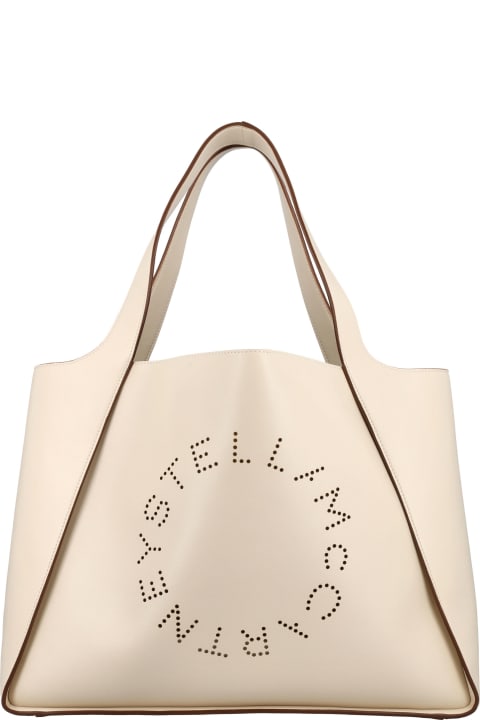 Logo Medium Mesh Tote Bag in Beige - Stella Mc Cartney