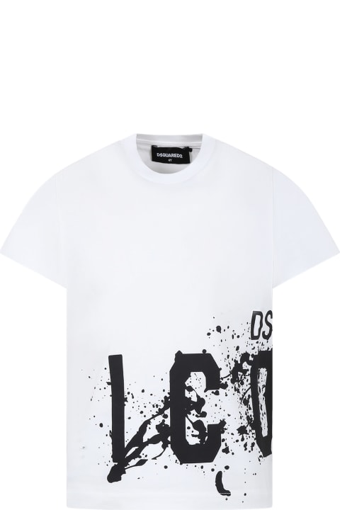 Dsquared2 for Boys Dsquared2 White T-shirt For Boy With Logo