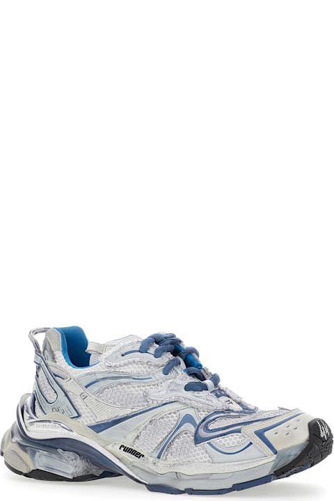 Balenciaga Shoes for Men Balenciaga 'runner 2.0' Light Blue Low Top Sneakers With Runner Logo In Tech Fabric Man