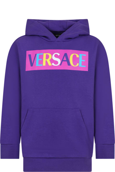 Purple Sweatshirt For Girl With Logo
