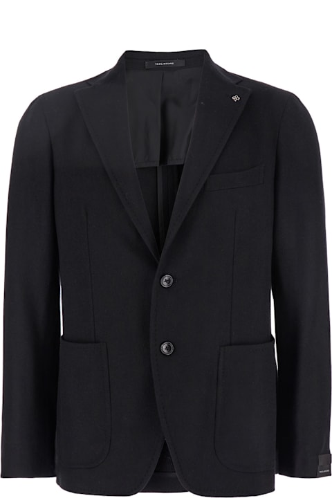 Tagliatore for Men Tagliatore Black Jacket With Classic Revers And Logo Pin In Kashmir Man