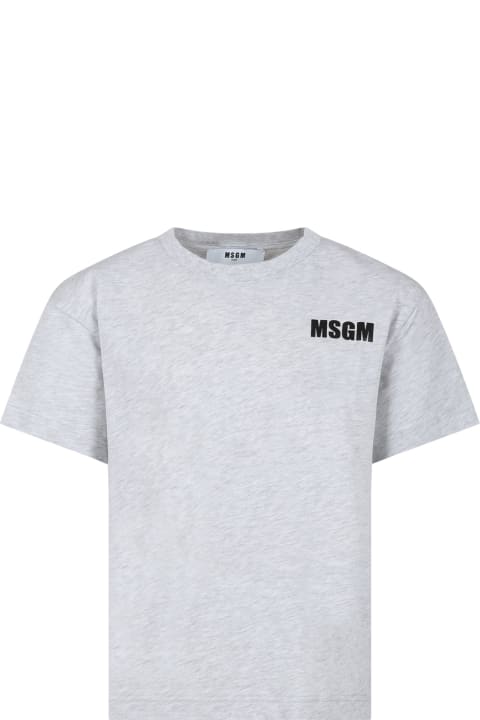 MSGM T-Shirts & Polo Shirts for Boys MSGM Gray T-shirt For Kids With Logo