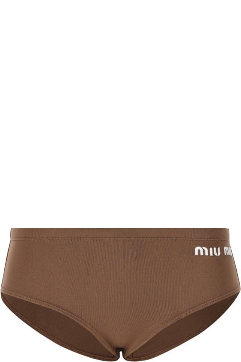Swimwear for Women Miu Miu Logo-printed Stretched Bikini Bottoms