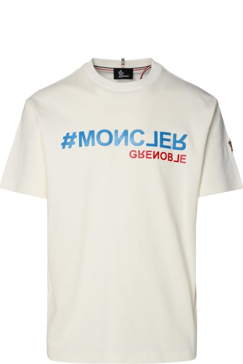 Moncler Grenoble Topwear for Men Moncler Grenoble Ivory Cotton T-shirt