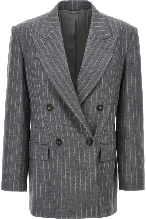 Coats & Jackets for Women Brunello Cucinelli Pinstriped Double-breasted Blazer