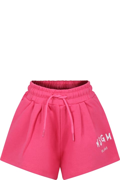 MSGM Bottoms for Women MSGM Fuchsia Shorts For Girl With Logo