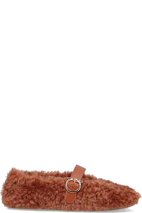 Ferragamo 
gancini
 Shearling Ballet Flats