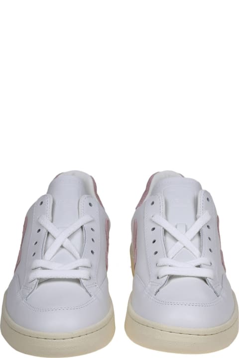 Veja Sneakers for Women Veja V 12 Sneakers In White/pink Leather