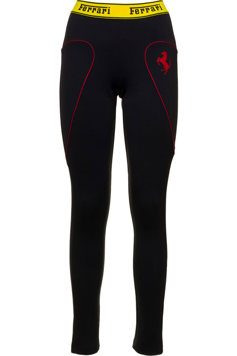 Ferrari Woman's Black Technical Fabric Leggings With Logo