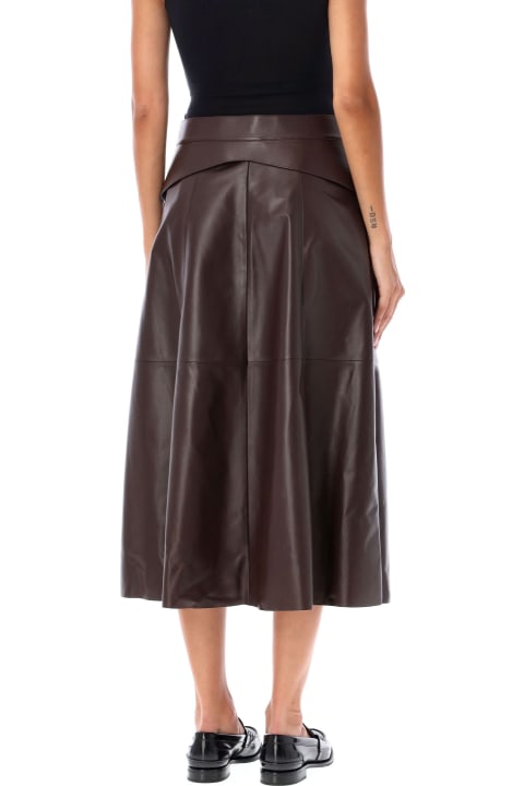 Ralph Lauren تنورات لـ السيدات Ralph Lauren Godet Selleria Midi Leather Skirt