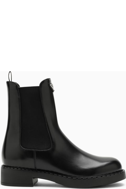 Prada Boots for Women Prada Black Leather Beatles Boot