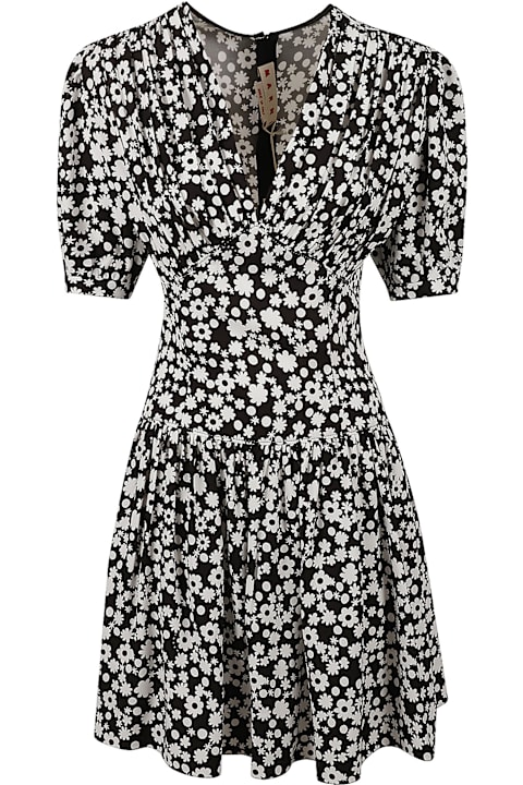 Marni Clothing for Women Marni Floral Print V-neck Short Dress