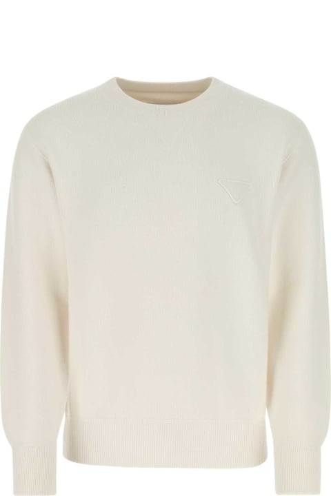 Clothing Sale for Men Prada Ivory Stretch Cashmere Blend Sweater